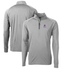 New England Patriots Cutter & Buck Adapt Eco Knit Stretch Recycled Quarter-Zip Throwback Pullover Top - Gray Pullover