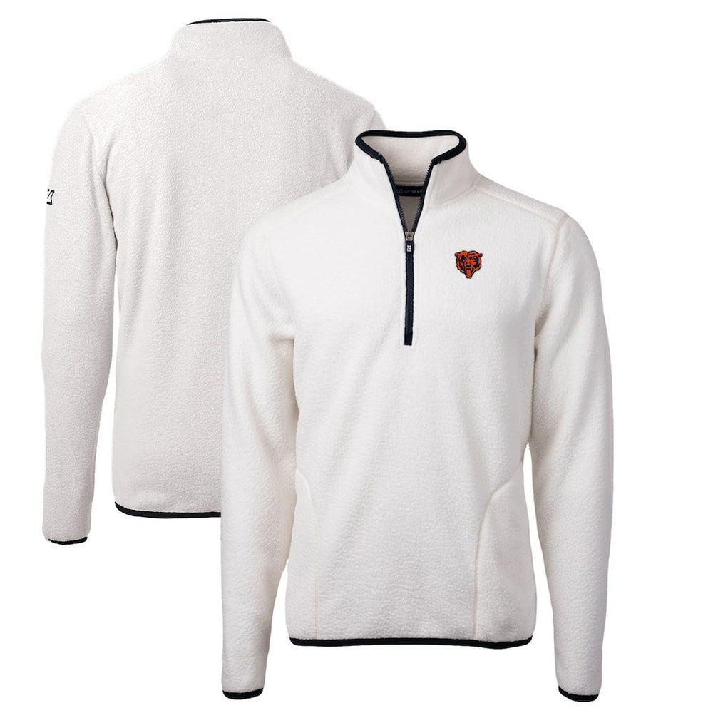 Chicago Bears Cutter & Buck Throwback Eco Sherpa Fleece Quarter-Zip Pullover Jacket - White Pullover
