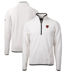Chicago Bears Cutter & Buck Throwback Eco Sherpa Fleece Quarter-Zip Pullover Jacket - White Pullover