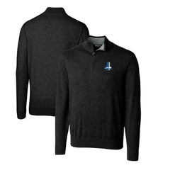 Detroit Lions Cutter & Buck Throwback Logo Lakemont Tri-Blend Quarter-Zip Pullover Sweater - Black Pullover