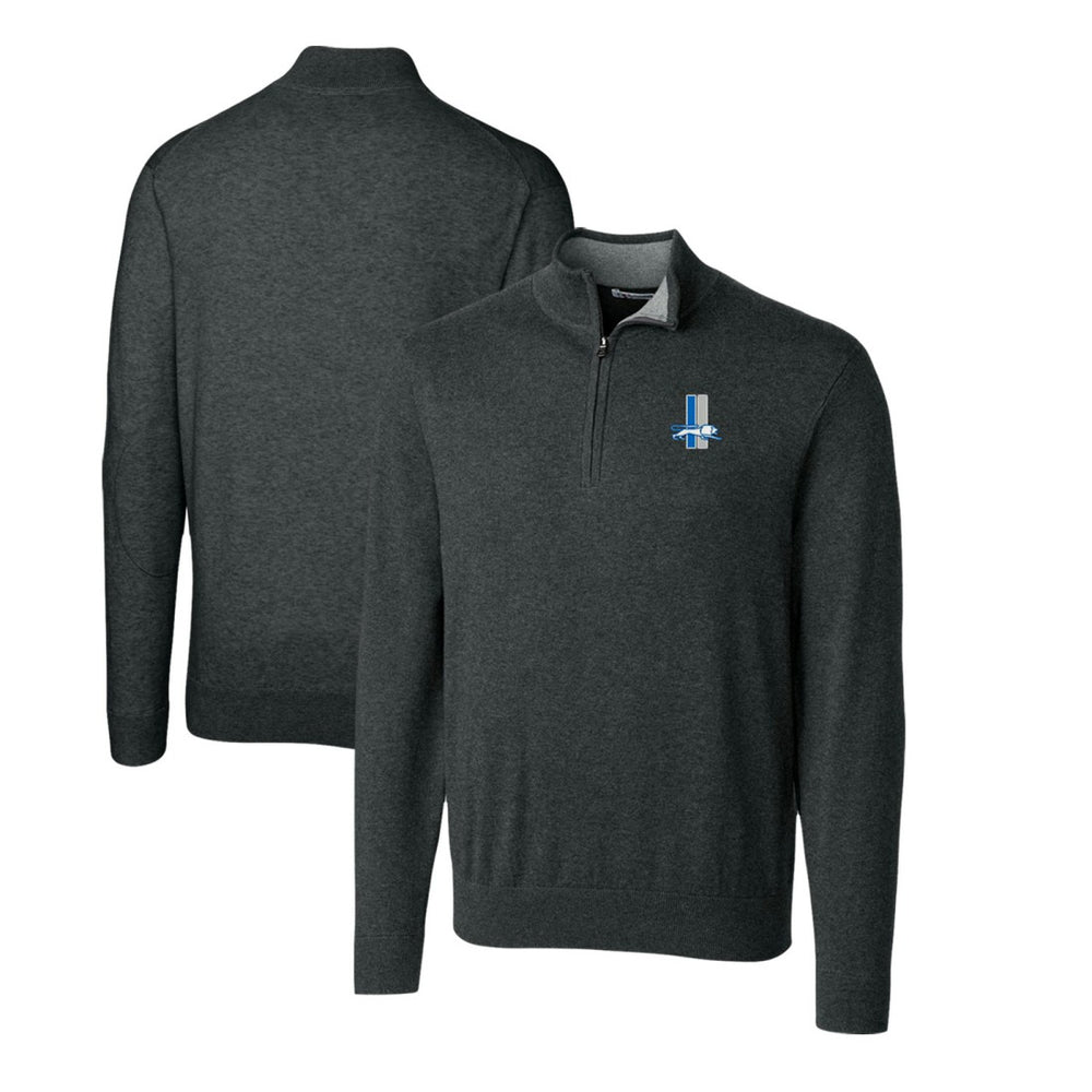 Detroit Lions Cutter & Buck Throwback Logo Lakemont Tri-Blend Quarter-Zip Pullover Sweater - Heather Charcoal Pullover
