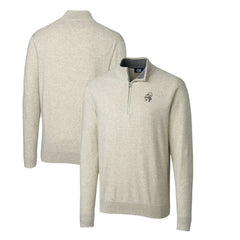 New Orleans Saints Cutter & Buck Throwback Logo Lakemont Tri-Blend Quarter-Zip Pullover Sweater - Oatmeal Pullover
