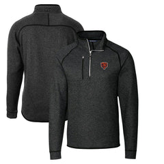 Chicago Bears Cutter & Buck Throwback Logo Mainsail Sweater-Knit Half-Zip Pullover Jacket - Heather Charcoal Pullover