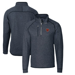 Chicago Bears Cutter & Buck Throwback Logo Mainsail Sweater-Knit Half-Zip Pullover Jacket - Heather Navy Pullover