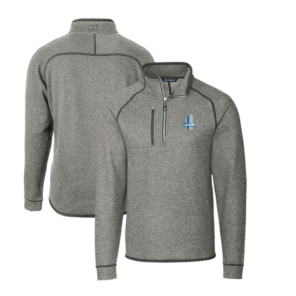 Detroit Lions Cutter & Buck Throwback Logo Mainsail Sweater-Knit Half-Zip Pullover Jacket - Heather Gray Pullover