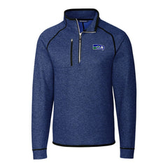 Seattle Seahawks Cutter & Buck Throwback Logo Mainsail Sweater-Knit Half-Zip Pullover Jacket - Heather Royal Pullover