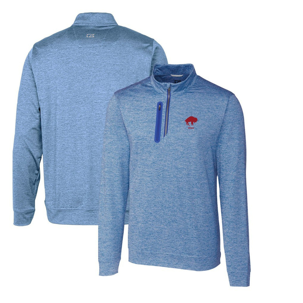 Buffalo Bills Cutter & Buck Stealth Heathered Throwback Logo Quarter-Zip Pullover Top - Royal Pullover