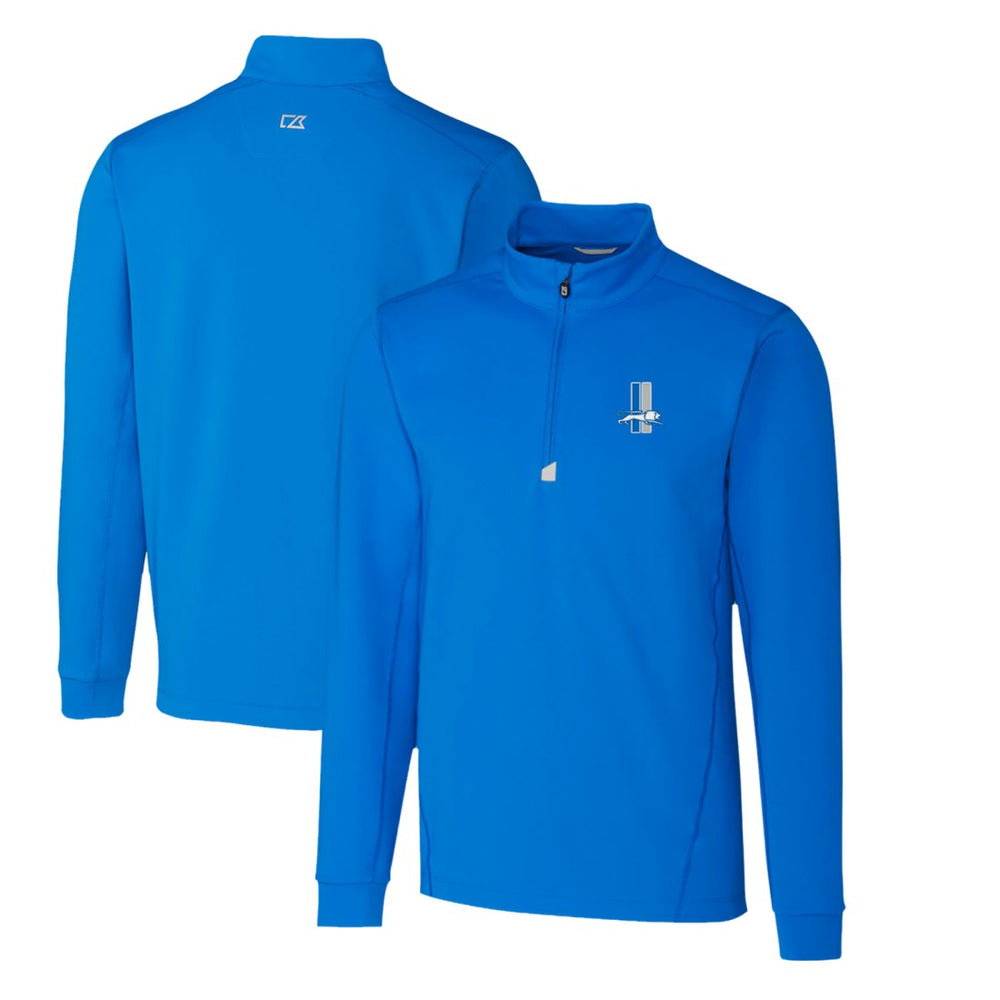 Detroit Lions Cutter & Buck Throwback Logo Traverse Stretch Quarter-Zip Pullover Top - Blue Pullover