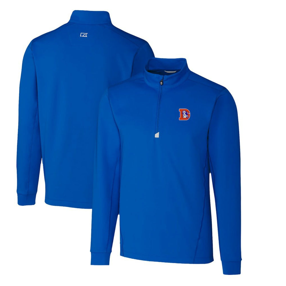 Denver Broncos Cutter & Buck Throwback Logo Traverse Stretch Quarter-Zip Pullover Top - Royal Pullover