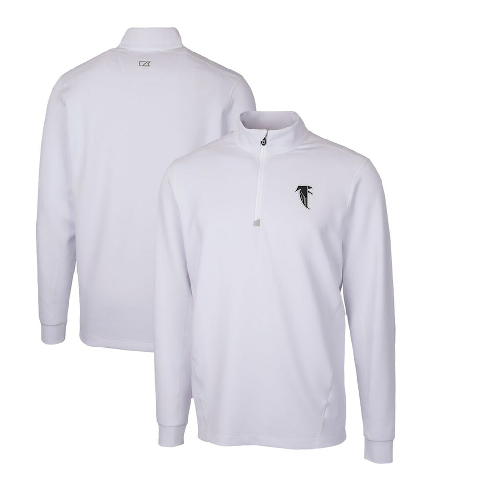 Atlanta Falcons Cutter & Buck Throwback Logo Traverse Stretch Quarter-Zip Pullover Top - White Pullover