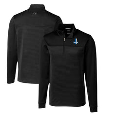 Detroit Lions Cutter & Buck Throwback Logo Traverse Stripe Stretch Quarter-Zip Pullover Top - Black Pullover