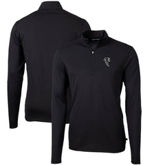 Atlanta Falcons Cutter & Buck Throwback Logo Virtue Eco Pique Recycled Quarter-Zip Pullover Top - Black Pullover