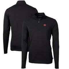 San Francisco 49ers Cutter & Buck Throwback Logo Virtue Eco Pique Recycled Quarter-Zip Pullover Top - Black Pullover