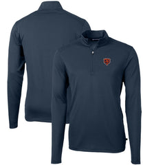 Chicago Bears Cutter & Buck Throwback Logo Virtue Eco Pique Recycled Quarter-Zip Pullover Top - Navy Pullover