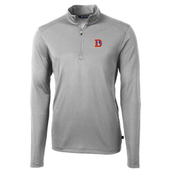 Denver Broncos Cutter & Buck Throwback Logo Virtue Eco Pique Recycled Quarter-Zip Pullover Top - Gray Pullover