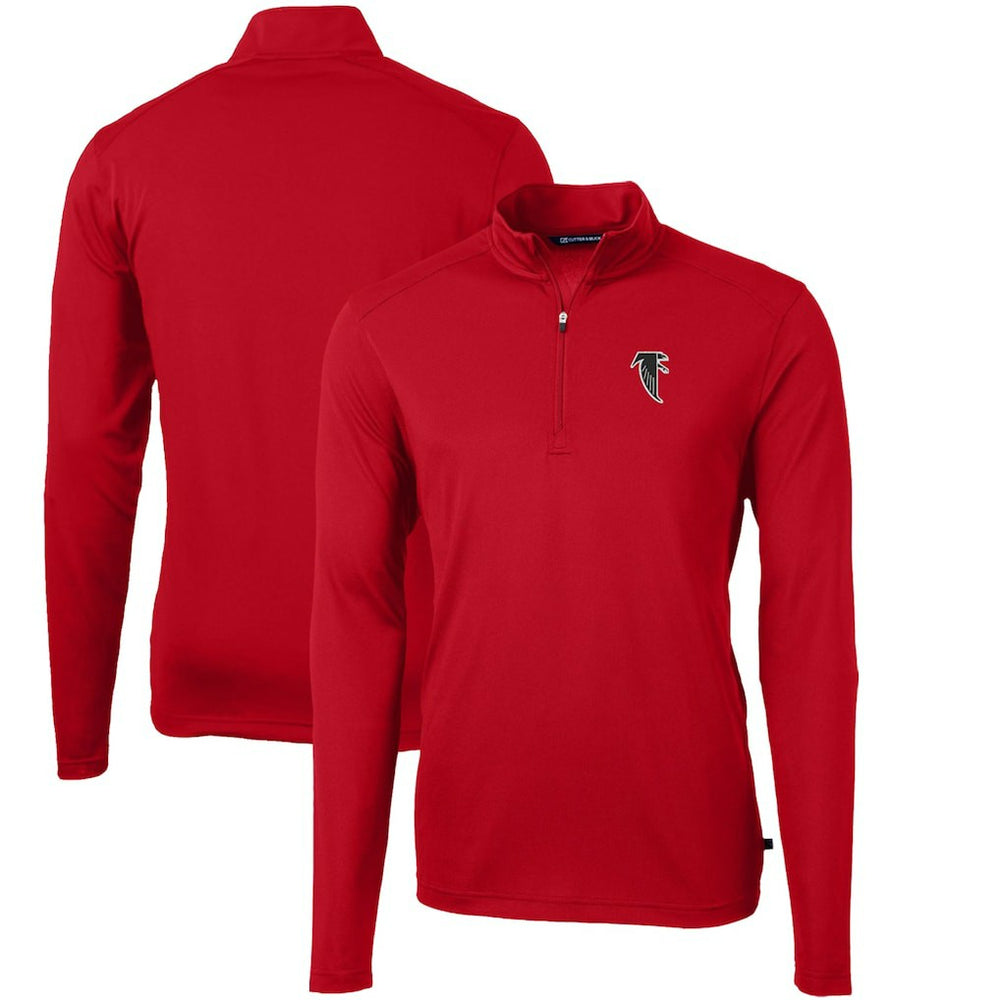 Atlanta Falcons Cutter & Buck Throwback Logo Virtue Eco Pique Recycled Quarter-Zip Pullover Top - Red Pullover