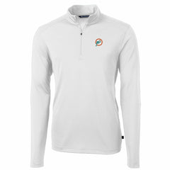 Miami Dolphins Cutter & Buck Throwback Logo Virtue Eco Pique Recycled Quarter-Zip Pullover Top - White Pullover