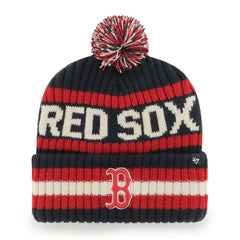 Boston Red Sox '47 Primary Team Logo Bering Pom Top Cuff Knit Hat – Navy Hats