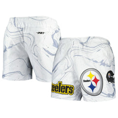 Pittsburgh Steelers Pro Standard Allover Marble Print Shorts - White Shorts