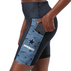 Dallas Cowboys Certo Women's High Waist Two-Pocket Biker Shorts - Navy Shorts