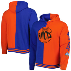New York Knicks Hardwood Classics Split Pullover Hoodie Blue/Orange - Mitchell & Ness