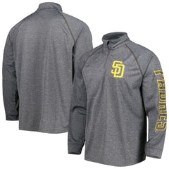 San Diego Padres Stitches Wordmark Raglan Quarter-Zip Top - Heather Gray Tops