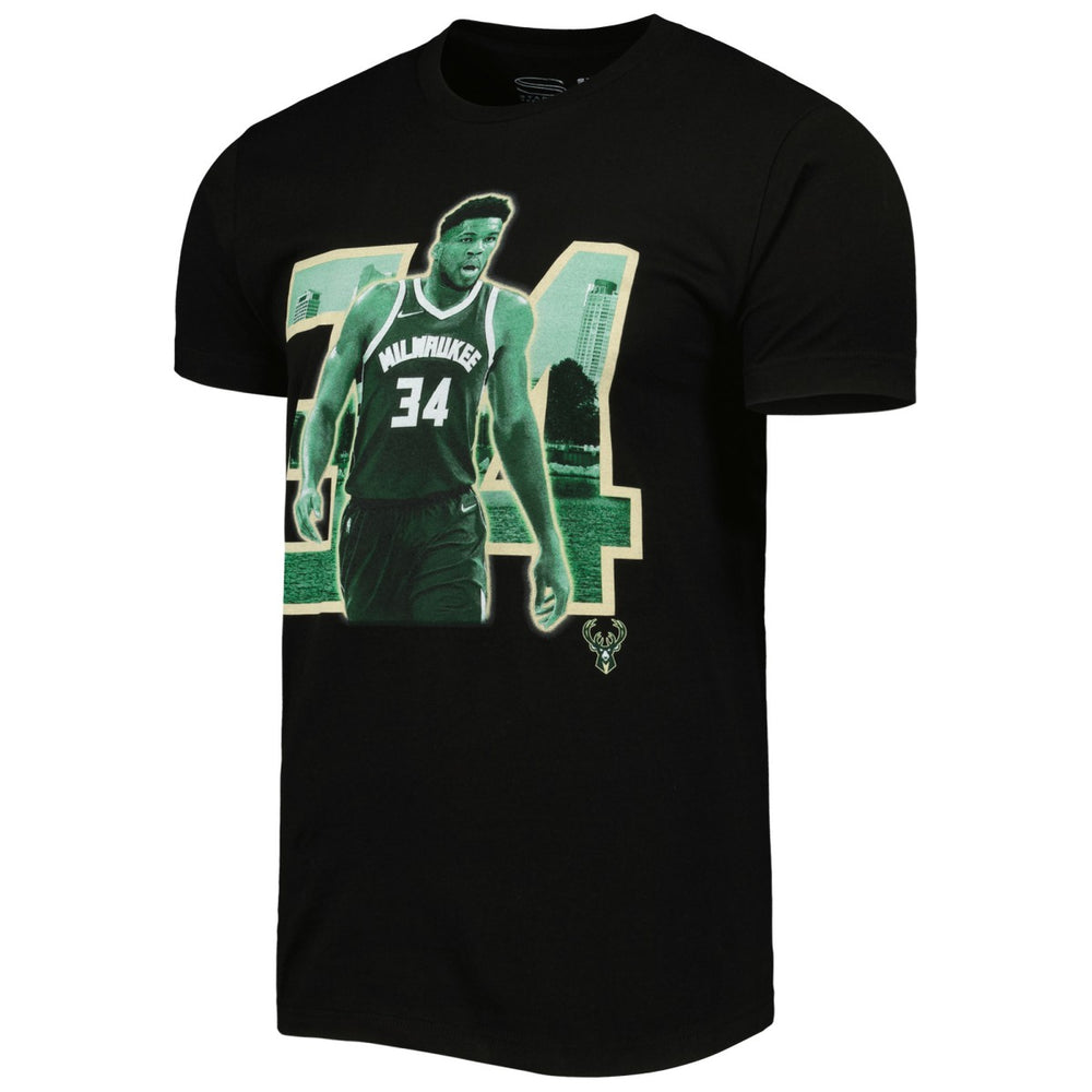 Giannis Antetokounmpo Milwaukee Bucks Stadium Essentials Unisex Player Skyline T-Shirt Black outlet