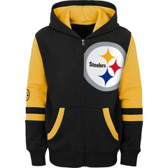 Pittsburgh Steelers Preschool Stadium Color Block Full-Zip Hoodie - Black Hoodies