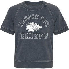 Kansas City Chiefs Girls Juniors Cheer Squad Raglan T-Shirt - Heather Charcoal T-shirts