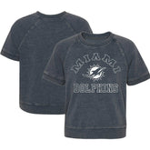 Miami Dolphins Girls Juniors Cheer Squad Raglan T-Shirt - Heather Charcoal T-shirts