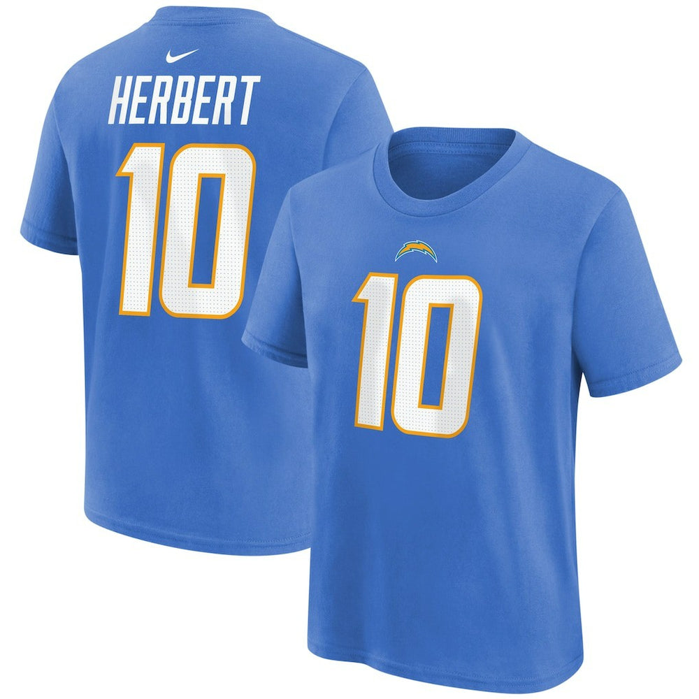 Justin Herbert Los Angeles Chargers Youth Player Name & Number T-Shirt - Powder Blue T-shirts