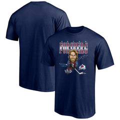 Peter Forsberg Colorado Avalanche Player Caricature T-Shirt - Navy | US 5192692