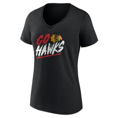 Chicago Blackhawks Women's Proclamation V-Neck T-Shirt - Black | US 5195064