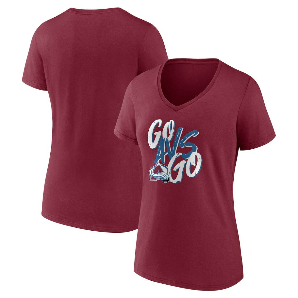Colorado Avalanche Women's Proclamation V-Neck T-Shirt - Burgundy | US 5195065