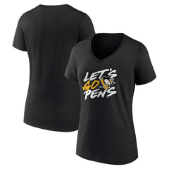 Pittsburgh Penguins Women's Proclamation V-Neck T-Shirt - Black | US 5195071