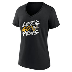Pittsburgh Penguins Women's Proclamation V-Neck T-Shirt - Black | US 5195071