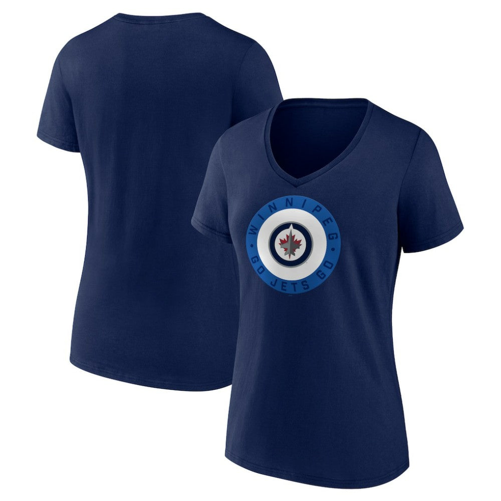 Winnipeg Jets Women's Proclamation V-Neck T-Shirt - Navy | US 5195075