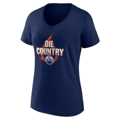 Edmonton Oilers Women's Represent V-Neck T-Shirt - Navy | US 5195447