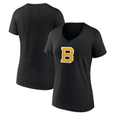 Boston Bruins Women's Alternate Logo V-Neck T-Shirt - Black | US 5196933