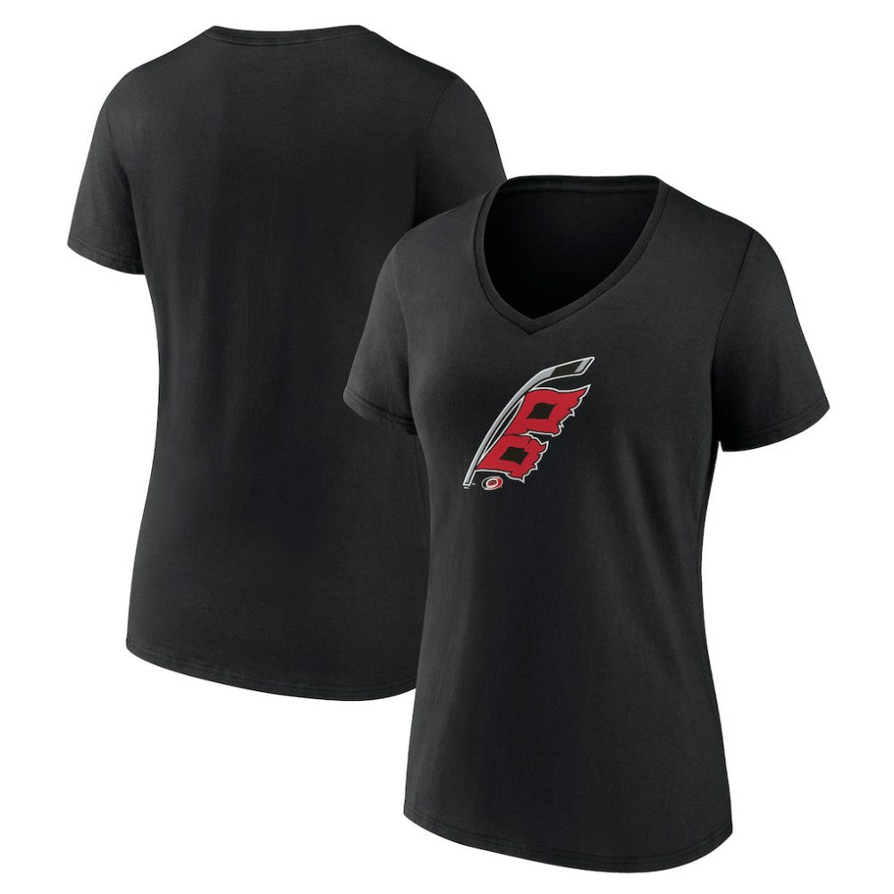 Carolina Hurricanes Women's Alternate Logo V-Neck T-Shirt - Black | US 5196934