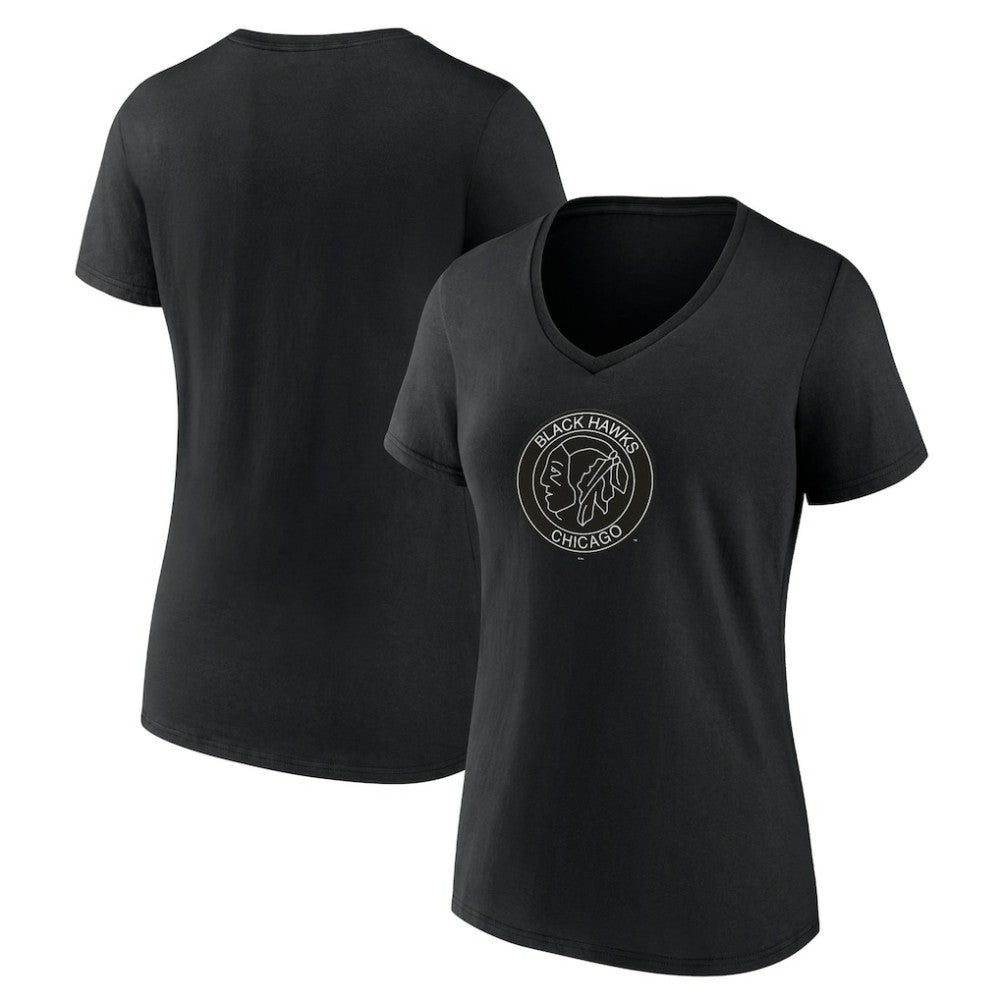 Chicago Blackhawks Women's Alternate Logo V-Neck T-Shirt - Black | US 5196935