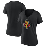 Calgary Flames Women's Alternate Logo V-Neck T-Shirt - Black | US 5197027
