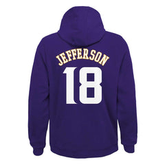 Justin Jefferson Minnesota Vikings Youth Mainliner Player Name & Number Pullover Hoodie - Purple Hoodies