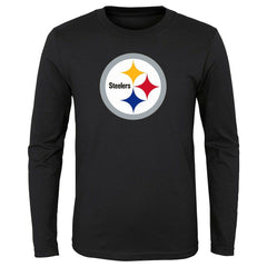 Pittsburgh Steelers Preschool Primary Logo Long Sleeve T-Shirt - Black T-shirts
