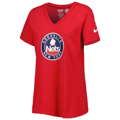 Brooklyn Nets Women's Local Performance V-Neck T-Shirt Red - Nike