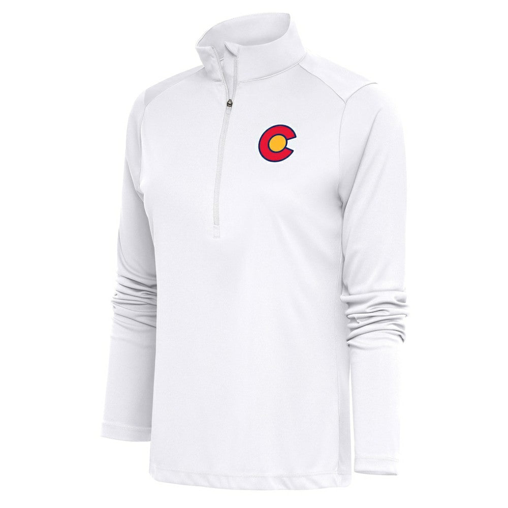 Colorado Avalanche Antigua Women's Special Edition 2.0 Tribute Quarter-Zip Pullover Top - White | US 5206121