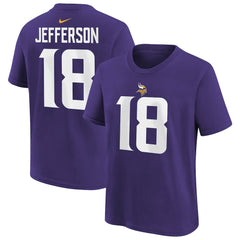 Justin Jefferson Minnesota Vikings Youth Player Name & Number T-Shirt - Purple T-shirts