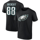 Dallas Goedert Philadelphia Eagles Icon Player Name & Number T-Shirt - Black T-shirts
