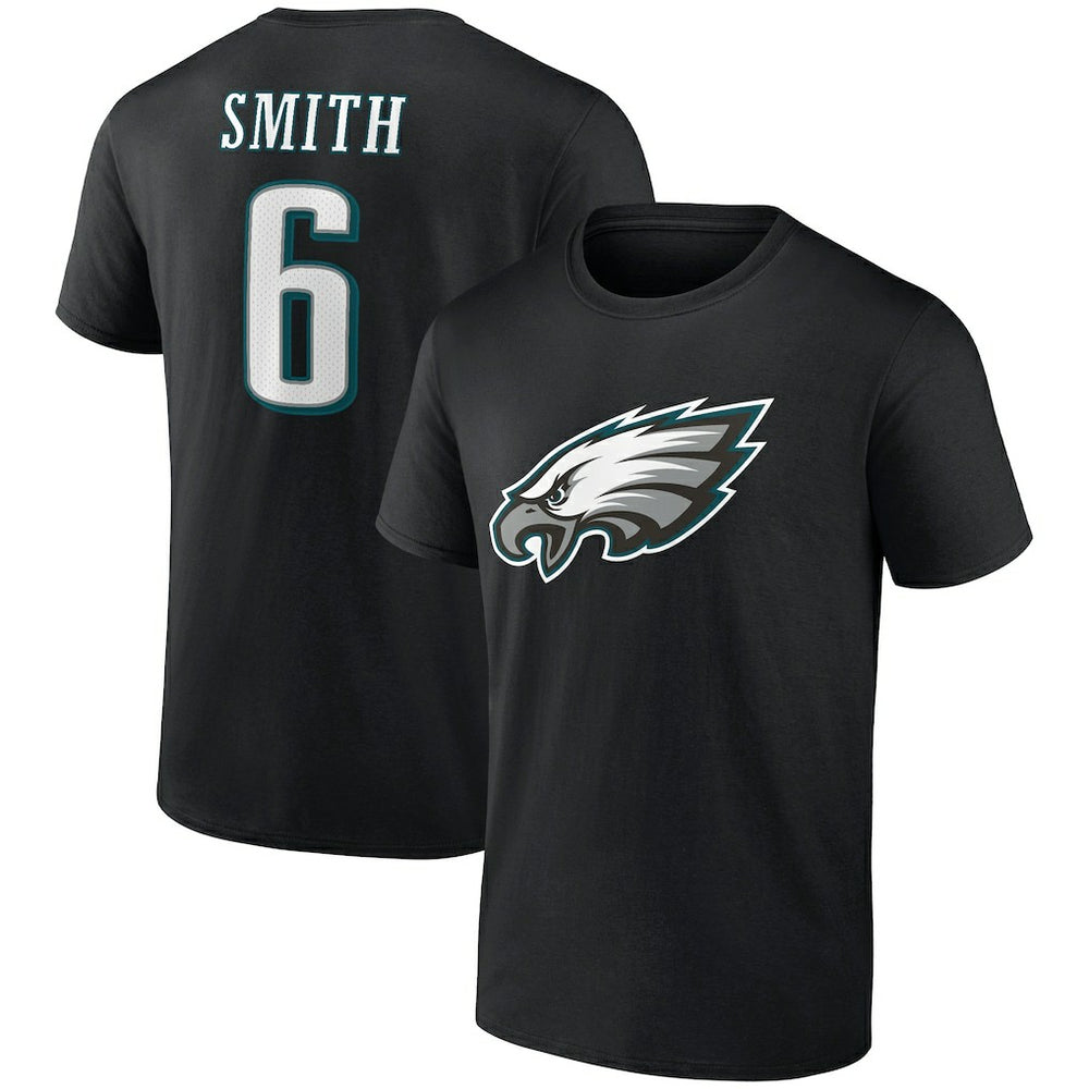 DeVonta Smith Philadelphia Eagles Icon Player Name & Number T-Shirt - Black T-shirts