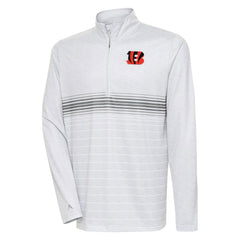 Cincinnati Bengals Antigua Bullseye Quarter-Zip Pullover Top - Heather Gray/Steel Pullover
